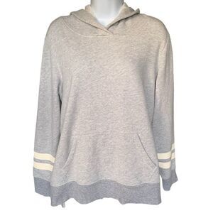 Old Navy Gray Active Hoodie with Striped Sleeves Size M